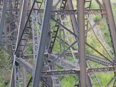 Closeup photo of the Midvale Creek bridge near East Glacier, MT.